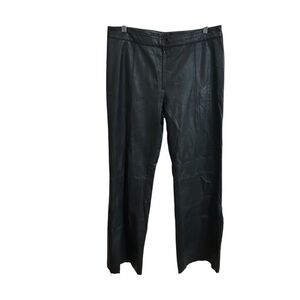 Danier Black Wide Leg Zipper Hem Detail Size 12 100% Genuine Leather Pants.